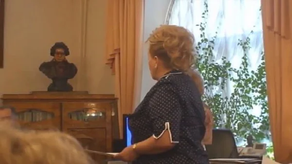 Lyubov Sliska Is Speaking at the Meeting of the Board of Trustees